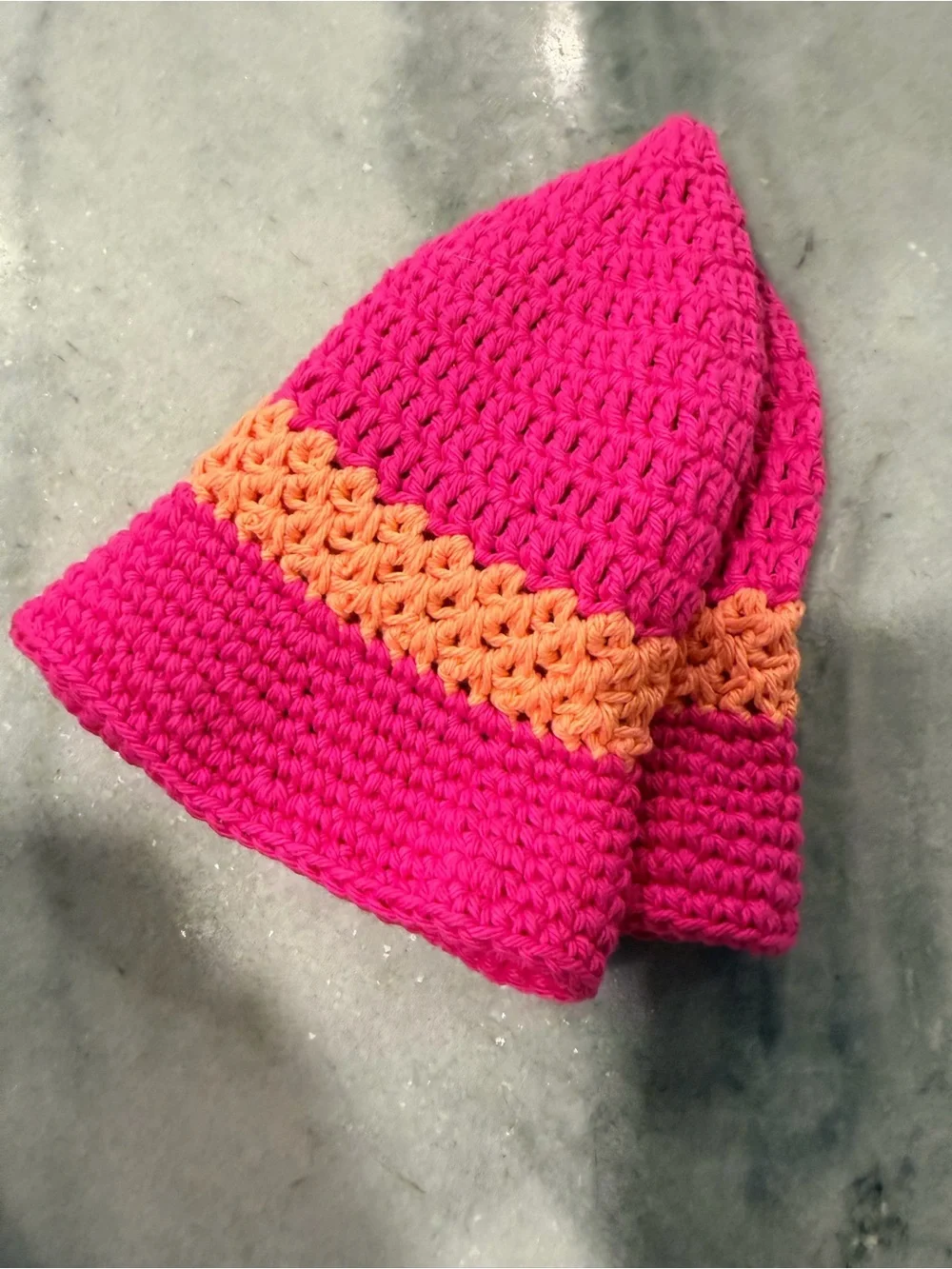Handmade Crochet Bucket Hat 100% Cotton Lightweight Packable Festival Boho Beach